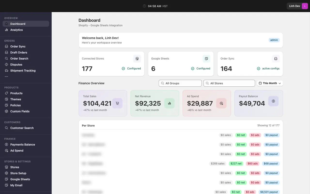 StoreFleet — Multi-store dashboard